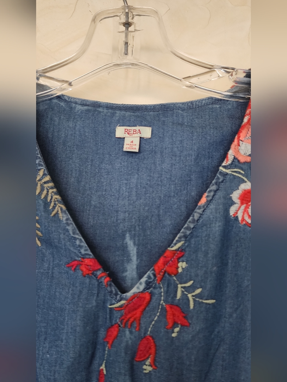 Reba Blue Floral V-Neck Midi Dress - Picture 5 of 7